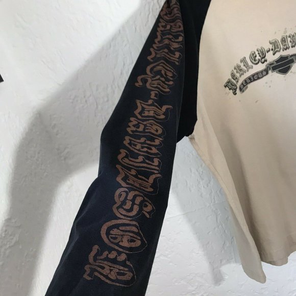 Harley Davidson XL Baseball Tee Cream and Black - Picture 4 of 6